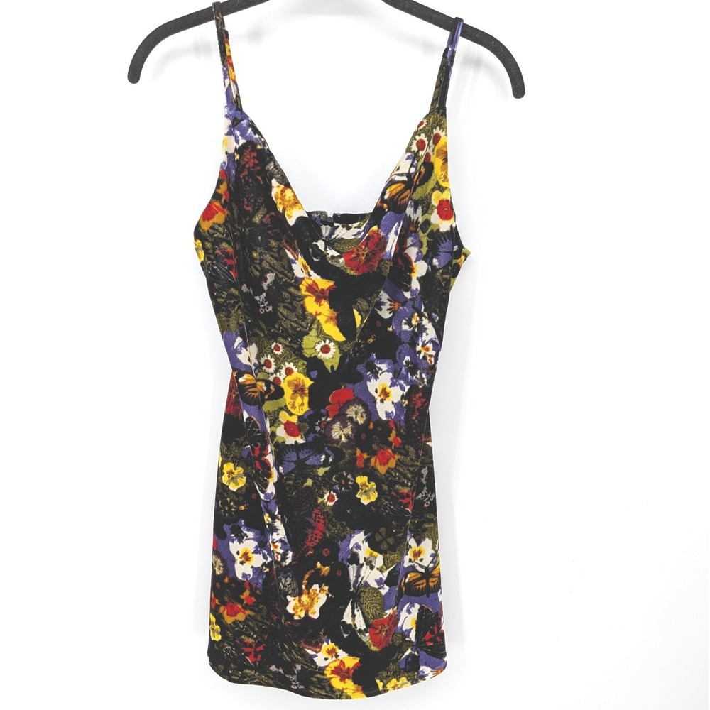 Urban Outfitters Dress Women Medium Black Floral Butterfly Velvet Dark Fairy